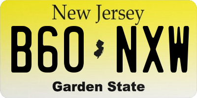 NJ license plate B60NXW