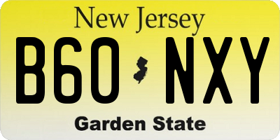 NJ license plate B60NXY