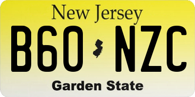 NJ license plate B60NZC