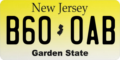 NJ license plate B60OAB