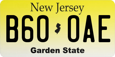 NJ license plate B60OAE