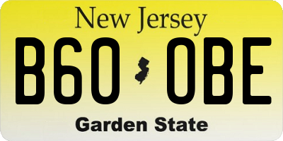 NJ license plate B60OBE