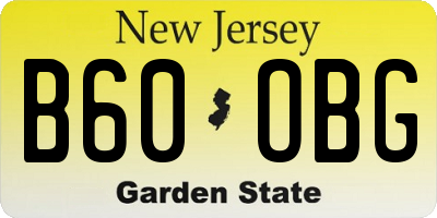 NJ license plate B60OBG