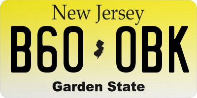 NJ license plate B60OBK