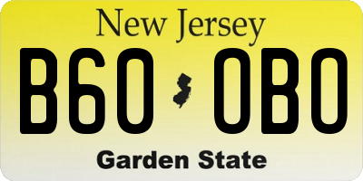 NJ license plate B60OBO
