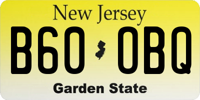 NJ license plate B60OBQ