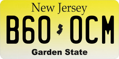 NJ license plate B60OCM