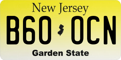 NJ license plate B60OCN