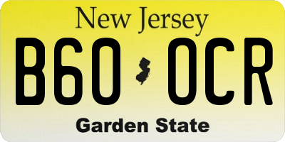 NJ license plate B60OCR