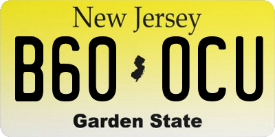 NJ license plate B60OCU