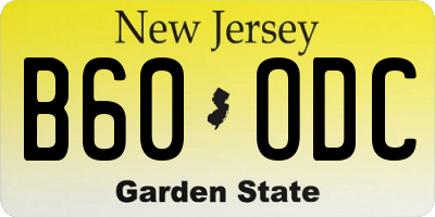 NJ license plate B60ODC