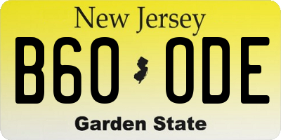 NJ license plate B60ODE