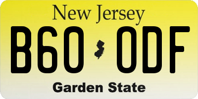 NJ license plate B60ODF