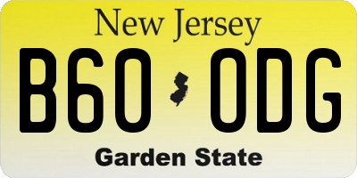 NJ license plate B60ODG