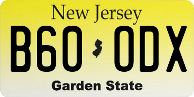 NJ license plate B60ODX