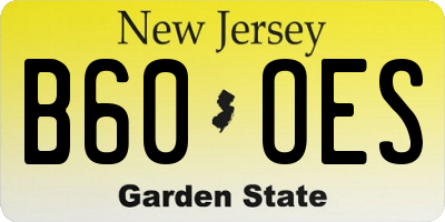 NJ license plate B60OES