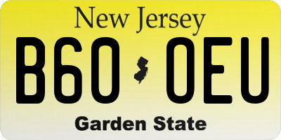 NJ license plate B60OEU