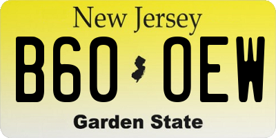 NJ license plate B60OEW