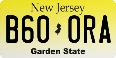NJ license plate B60ORA