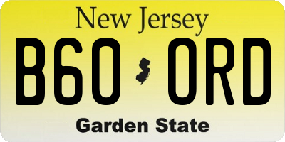 NJ license plate B60ORD