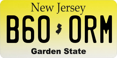 NJ license plate B60ORM