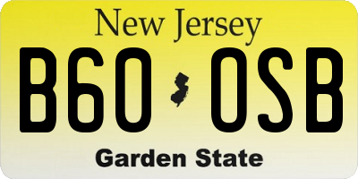 NJ license plate B60OSB