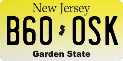 NJ license plate B60OSK