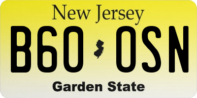 NJ license plate B60OSN