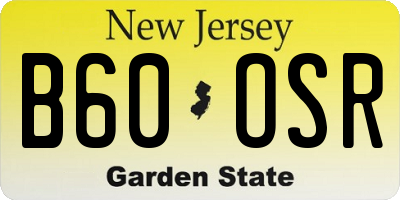 NJ license plate B60OSR