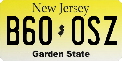 NJ license plate B60OSZ
