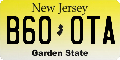 NJ license plate B60OTA