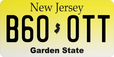 NJ license plate B60OTT