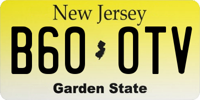 NJ license plate B60OTV