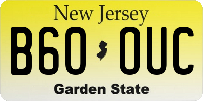 NJ license plate B60OUC