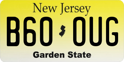 NJ license plate B60OUG