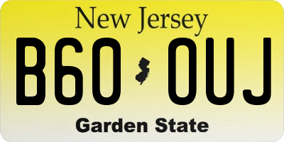 NJ license plate B60OUJ