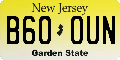 NJ license plate B60OUN