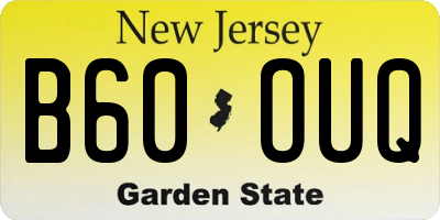 NJ license plate B60OUQ