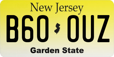 NJ license plate B60OUZ