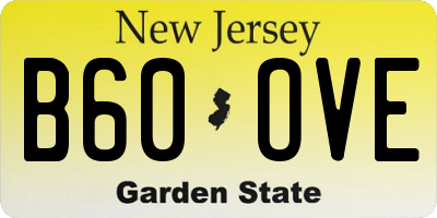NJ license plate B60OVE