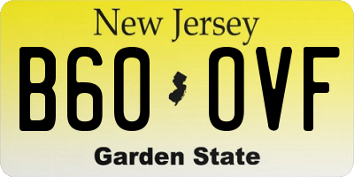 NJ license plate B60OVF