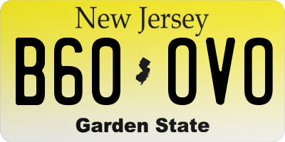 NJ license plate B60OVO