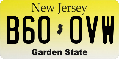 NJ license plate B60OVW