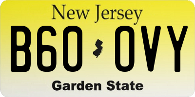 NJ license plate B60OVY