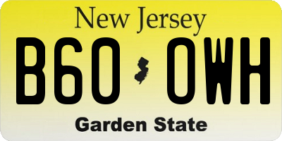 NJ license plate B60OWH