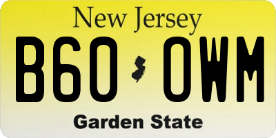 NJ license plate B60OWM