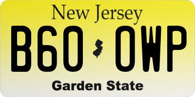 NJ license plate B60OWP