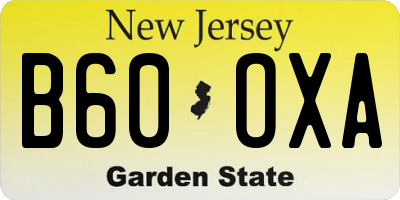 NJ license plate B60OXA