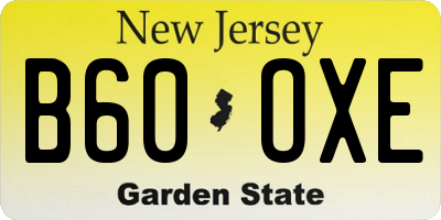 NJ license plate B60OXE