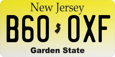 NJ license plate B60OXF